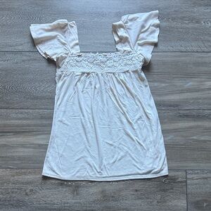 Chic Cream Women's Blouse with Lace Detail